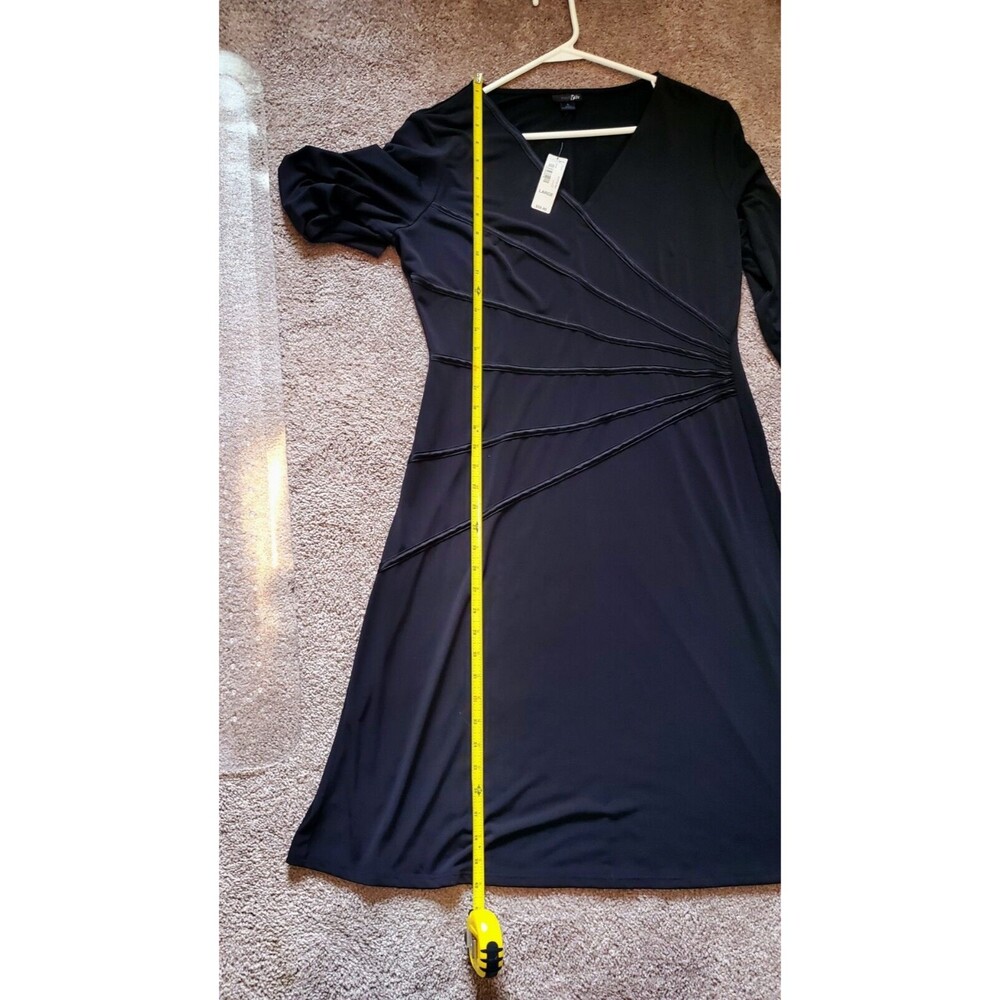 East 5th Black Dress Size L Narrow Black Ribbon Detail For Faux Wrap Look Unworn - Picture 5 of 8